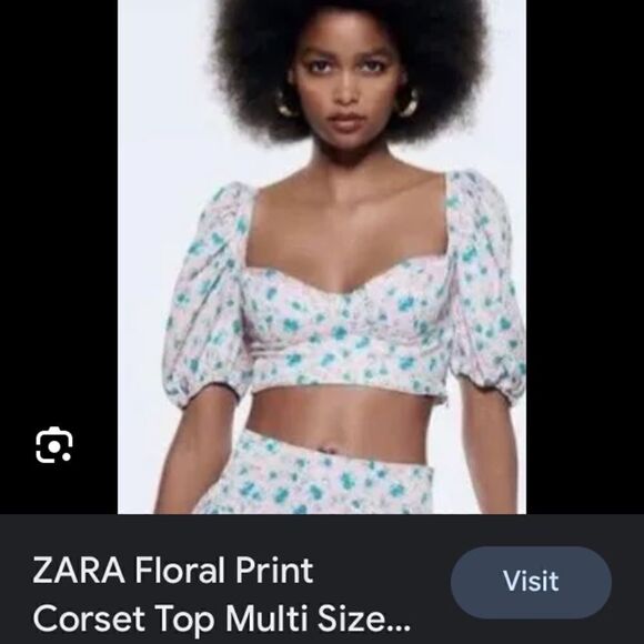 Zara FLORAL PRINT CORSET Crop TOP Blouse Size Medium New - Picture 7 of 8